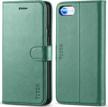 premium pu leather wallet case with stand and card slot for iphone se 2022/se 2020/iphone 8/7, magnetic flip cover and tpu interior case, myrtle green - compatible with iphone se3/se2/8/7 from tucch logo