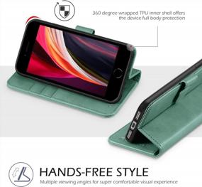 img 1 attached to Premium PU Leather Wallet Case With Stand And Card Slot For IPhone SE 2022/SE 2020/IPhone 8/7, Magnetic Flip Cover And TPU Interior Case, Myrtle Green - Compatible With IPhone SE3/SE2/8/7 From TUCCH