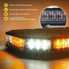 img 2 attached to 🚨 Xprite LED White Amber Rooftop Strobe Beacon Lights Bar with Magnetic Mount - Emergency Traffic Security Warning Caution Flashing Plow Light for Construction Vehicles, Tow Trucks, Snowplow, and Postal Cars