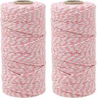 🎀 premium 2-pack eco-friendly bakers twine - 110 yards 12ply (striped light pink) logo