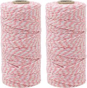 img 1 attached to 🎀 Premium 2-Pack Eco-Friendly Bakers Twine - 110 Yards 12Ply (Striped Light Pink)