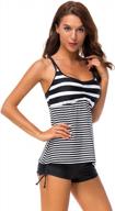 idrawl stripe swimwear top, raceback bra padded beachwear, tummy control swimming tank top logo