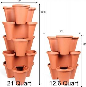 img 3 attached to Coadura Stackable Planter 3 Tier Vertical Planters For Outdoor Plants, Stacking Garden Pots - Used For Strawberries Herbs Peppers Flowers And Succulents