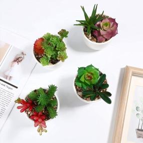 img 2 attached to IMIKEYA Artificial Succulents Plants - Fake Succulents Plants In Pot 4 Pack Small Faux Succulents Mini Potted Plants Plastic Succulents Plants Artificial Plants For Home Office Room Desk Decor