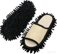 🧦 unisex chenille mop slippers - detachable and machine washable lazy house floor cleaning tool for linen, microfiber, dust, hair, and dirt shoe cleaning logo