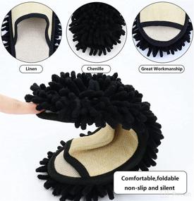 img 2 attached to 🧦 Unisex Chenille Mop Slippers - Detachable and Machine Washable Lazy House Floor Cleaning Tool for Linen, Microfiber, Dust, Hair, and Dirt Shoe Cleaning