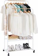 youdenova rolling white clothes rack on wheels, garment hanging rack for clothing storage logo