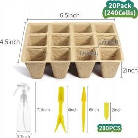 img 3 attached to Organic Seedling Starter Kit - 20 Pack Biodegradable Peat Pots With 240 Cells, 200 Labels, 2 Transplant Tools, And 1 Spray Bottle