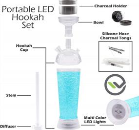 img 3 attached to Portable Hookah Set With LED Water Vase, Flexible Tube, Charcoal Bowl And Shisha Accessories For Enhancing Flavor & Aromas (Blue)