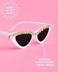 img 3 attached to Bachelorette Party Bride To Be Sunglasses - White Cat Eye Bedazzled Bach Decoration, Bridesmaid Sunnies Favor, Bride To Be Gift + Bridal Shower Supplies By Xo, Fetti