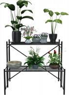 large-capacity mecor 2-tier metal plant stand - indoor/outdoor flower pot holder rack for home, garden, patio, balcony, and yard decoration in black finish. logo