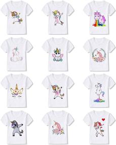 img 4 attached to Unicorn Graphic Clothes for Girls - 4 Pack Pink Clothing - Tops, Tees & Blouses