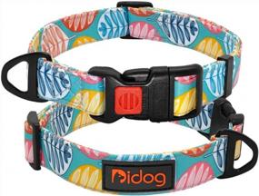 img 4 attached to Stylish Printed Dog Collar With Safety Buckle & Strong D-Ring - Adjustable For Small, Medium, And Large Dogs In Light Blue - The Didog Fashion Pattern Collar