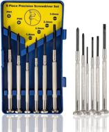 🔧 6-piece precision screwdriver sets for eyeglass repair, mini screws, watch, and electronics - includes flat and philips heads in 6 different sizes логотип