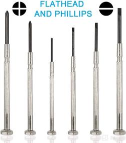 img 2 attached to 🔧 6-Piece Precision Screwdriver Sets for Eyeglass Repair, Mini Screws, Watch, and Electronics - Includes Flat and Philips Heads in 6 Different Sizes