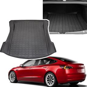 img 4 attached to 🚗 2017-2021 Tesla Model 3 Trunk Mat: Heavy-Duty All-Weather Cargo Liner - Easy to Clean, Washable, Wear-Resistant - Dust-Proof, Mud-Proof - Black