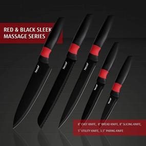 img 2 attached to Hecef Black Kitchen Knife Set With Adjustable Acrylic Stand, 6 Pcs Ultra Sharp Knives Set With Block, Ergonomic Handle Massage Design, Basic Knife Set For Chef Cutting Cooking