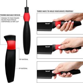 img 3 attached to Hecef Black Kitchen Knife Set With Adjustable Acrylic Stand, 6 Pcs Ultra Sharp Knives Set With Block, Ergonomic Handle Massage Design, Basic Knife Set For Chef Cutting Cooking