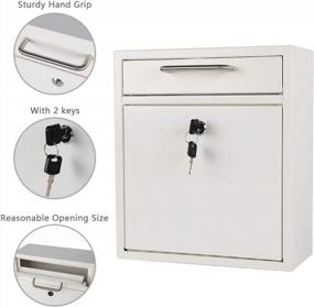 img 2 attached to 📪 KYODOLED Large White Steel Key Lock Mailbox for Outdoor, Wall Mount Locking Mail Box with Security Key Drop, 12H x 10.51L x 4.68W Inches