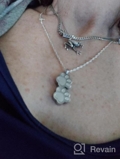 img 1 attached to Double Paw Print Urn Pendant – 🐾 Stainless Steel Cremation Jewelry for Ashes, Memorial Keepsake review by Hank Mistretta