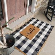 img 1 attached to Ukeler Buffalo Check Rug 3'×5', Cotton Red Plaid Rug For Front Porch Kitchen Bedroom Popular Farmhouse Doormat review by Mensur Long