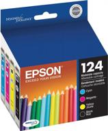 epson t124 durabrite ultra standard capacity ink cartridge combo pack (t124120-bcs) for select stylus and workforce printers - black & color logo