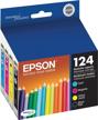 epson t124 durabrite ultra standard capacity ink cartridge combo pack (t124120-bcs) for select stylus and workforce printers - black & color logo
