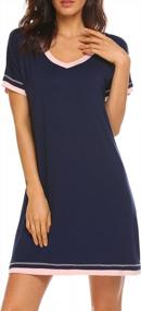img 4 attached to CzDolay Women'S Soft Knit Nightgowns With Short Sleeves And V-Neckline, S-XXL, Sleepwear, Night Shirts