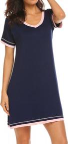 img 1 attached to CzDolay Women'S Soft Knit Nightgowns With Short Sleeves And V-Neckline, S-XXL, Sleepwear, Night Shirts