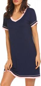 img 2 attached to CzDolay Women'S Soft Knit Nightgowns With Short Sleeves And V-Neckline, S-XXL, Sleepwear, Night Shirts
