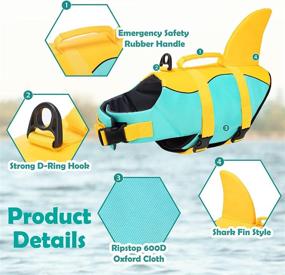 img 1 attached to 🦈 Invenho Dog Life Jacket Shark Large Pet Safety Vest for Swimming Boating - High Visibility, Adjustable & Buoyant Life Preserver with Safety Handle - Ideal for Large, Medium, and Small Dogs