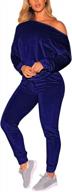 velvet sweatsuit for women: off-shoulder 2 piece jogging set by fixmatti логотип