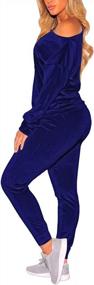 img 3 attached to Velvet Sweatsuit For Women: Off-Shoulder 2 Piece Jogging Set By Fixmatti