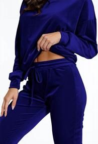 img 1 attached to Velvet Sweatsuit For Women: Off-Shoulder 2 Piece Jogging Set By Fixmatti