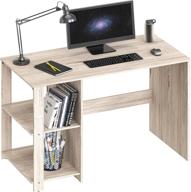 maple home office computer desk with shelves by shw logo