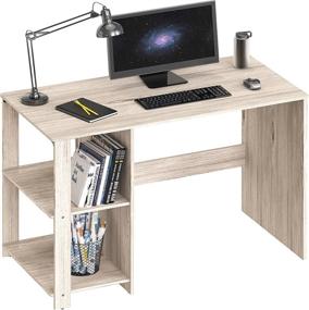 img 4 attached to Компьютерный стол для домашнего офиса Maple с полками от SHW.