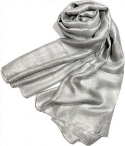 img 4 attached to Silk-Feel Long Scarves With Solid Colors By Shanlin