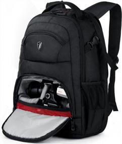 img 4 attached to Victoriatourist Рюкзак для цифровой зеркальной фотокамеры с сумкой для ноутбука Водонепроницаемый чехол от дождя подходит для большинства ноутбуков, 15,6 дюйма, черный