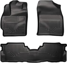 img 4 attached to 🔧 Husky Liners Weatherbeater Series Front and 2nd Seat Floor Liners - Black - Fits 2012-2017 Toyota Prius V (3 Pieces)