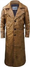 img 1 attached to Mens Leather Trench Coat Full Length Duster