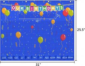 img 2 attached to Карманная доска объявлений Blue Birthday Chart для классной комнаты - Eamay Happy Birthday Graph