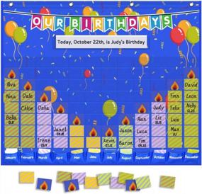 img 4 attached to Карманная доска объявлений Blue Birthday Chart для классной комнаты - Eamay Happy Birthday Graph