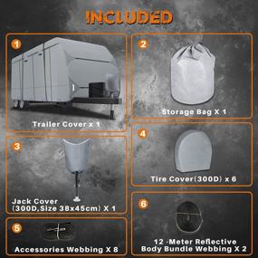 img 1 attached to Windproof And Anti-UV Travel Trailer Camper Cover 20-22 Ft With Storage Bag, Jack Cover, Tire Covers, And Reflective Strap - Ideal Protection For Your 300D RV During Travels