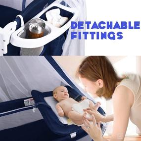 img 1 attached to 👶 Portable Baby Playard with Bassinet & Changing Table - 4 in 1 Pack and Play, Foldable Bassinet Bed with Luxury Mosquito Net for Boys Girls Infant - Navy