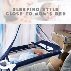 img 2 attached to 👶 Portable Baby Playard with Bassinet & Changing Table - 4 in 1 Pack and Play, Foldable Bassinet Bed with Luxury Mosquito Net for Boys Girls Infant - Navy