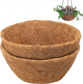 img 4 attached to COSYLAND Coco Liners For Hanging Basket Coconut Fiber Planter Inserts Replacement Liner For Garden Flower Pot 2PCS 14 Inch