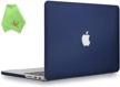 ueswill matte hard case compatible with macbook pro (retina, 15 inch, mid 2012/2013/2014/mid 2015), model a1398, no cd-rom, no touch bar, navy blue logo