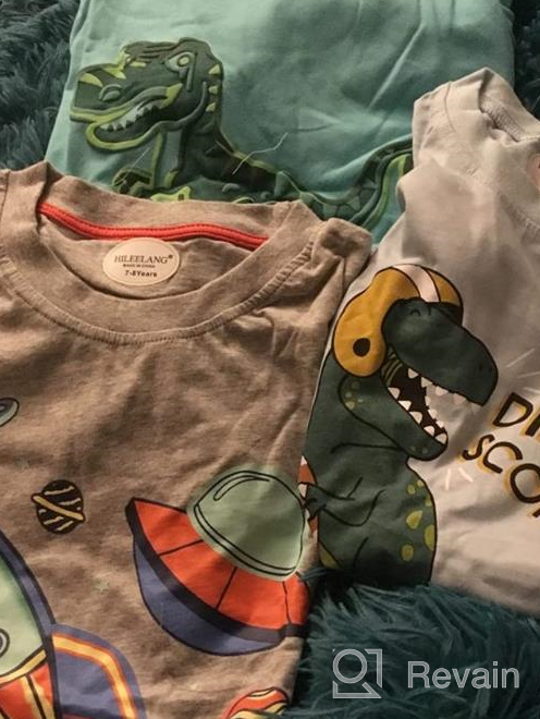 img 1 attached to 🦖 HILEELANG Boys' Sleeve Dinosaur T Shirt Undershirt review by Patrick Cooney