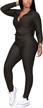 women's textured jogging suit: long sleeve full zip jacket and skinny pants tracksuit set logo