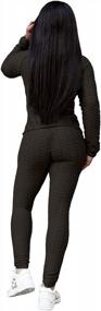 img 2 attached to Women'S Textured Jogging Suit: Long Sleeve Full Zip Jacket And Skinny Pants Tracksuit Set